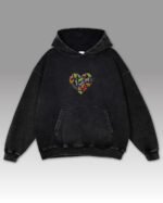 Bluza oversize z kapturem Haft Kocie Serce